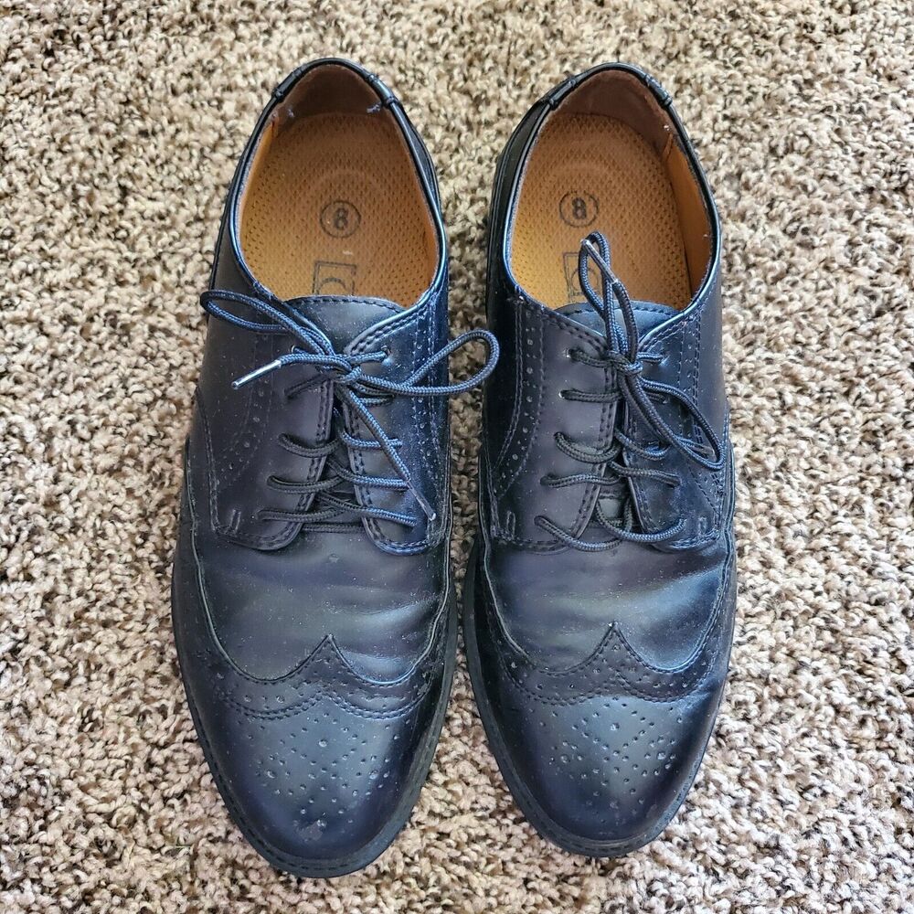 Payless Shoesource Mens Chancellors Sz 8 Wingtip Dress Oxford Black Leather